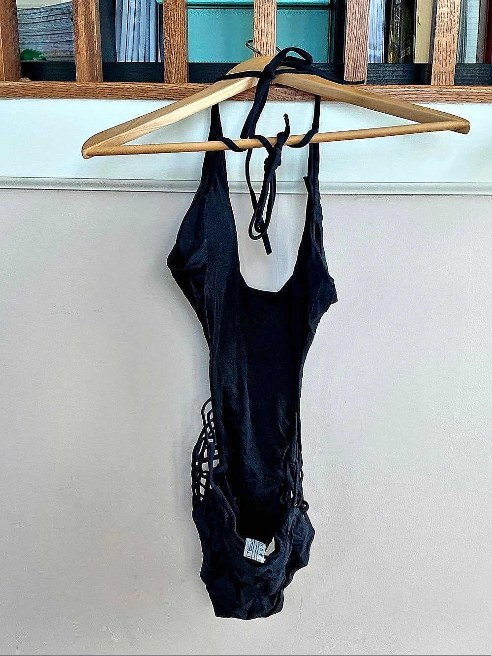 MATTE COLLECTION Black Lace-Up One Piece Size Large Like New